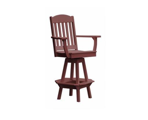 A & L Furniture A & L Furniture Classic Swivel Bar Chair w/ Arms Cherry Wood Dining Chair 4120-CherryWood