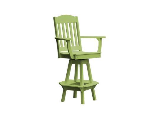 A & L Furniture A & L Furniture Classic Swivel Bar Chair w/ Arms Tropical Lime Dining Chair 4120-TropicalLime