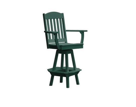 A & L Furniture A & L Furniture Classic Swivel Bar Chair w/ Arms Turf Green Dining Chair 4120-TurfGreen