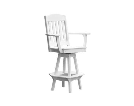 A & L Furniture A & L Furniture Classic Swivel Bar Chair w/ Arms White Dining Chair 4120-White