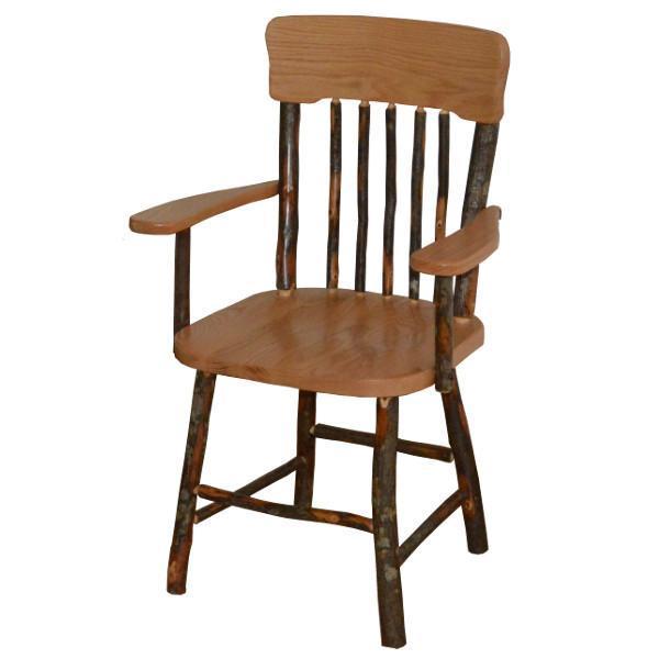 A & L Furniture A & L Furniture Hickory Panel Back Dining Chair With Arms Natural Finish Dining Chair 2541-Natural Finish