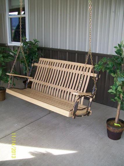 A & L Furniture A & L Furniture Hickory Porch Swing (Chains Included) 4 FT / Natural Finish Swing 2041-Natural Finish