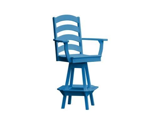 A & L Furniture A & L Furniture Ladderback Swivel Bar Chair w/ Arms Blue Dining Chair 4123-Blue