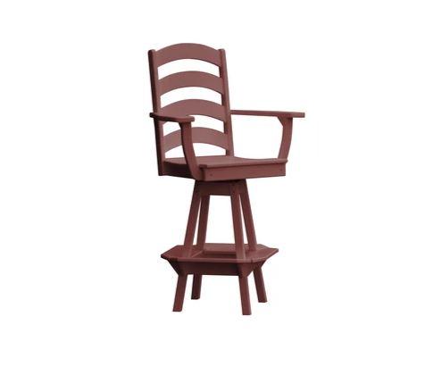 A & L Furniture A & L Furniture Ladderback Swivel Bar Chair w/ Arms Cherry Wood Dining Chair 4123-CherryWood