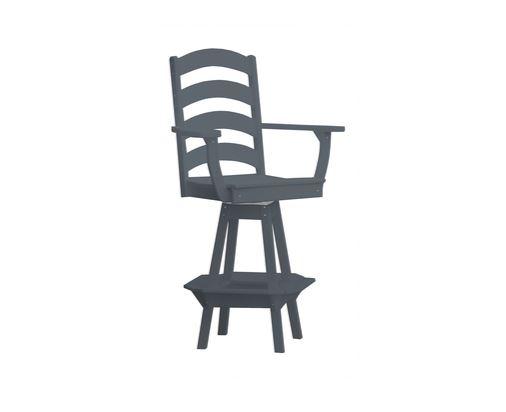 A & L Furniture A & L Furniture Ladderback Swivel Bar Chair w/ Arms Dark Gray Dining Chair 4123-DarkGray