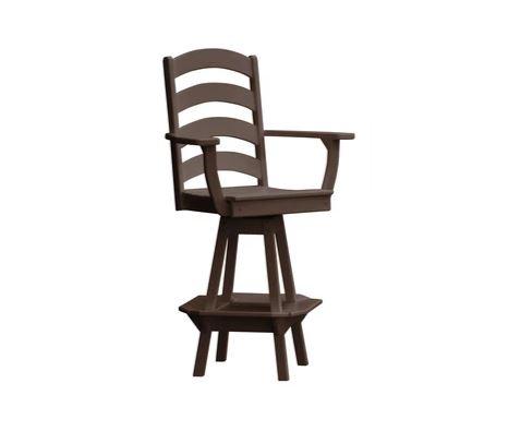 A & L Furniture A & L Furniture Ladderback Swivel Bar Chair w/ Arms Tudor Brown Dining Chair 4123-TudorBrown