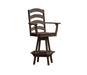 A & L Furniture A & L Furniture Ladderback Swivel Bar Chair w/ Arms Tudor Brown Dining Chair 4123-TudorBrown