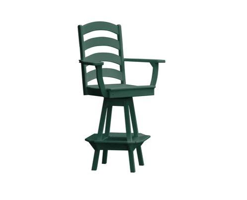 A & L Furniture A & L Furniture Ladderback Swivel Bar Chair w/ Arms Turf Green Dining Chair 4123-TurfGreen