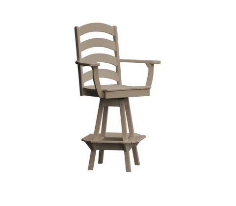 A & L Furniture A & L Furniture Ladderback Swivel Bar Chair w/ Arms Weathered Wood Dining Chair 4123-WeatheredWood