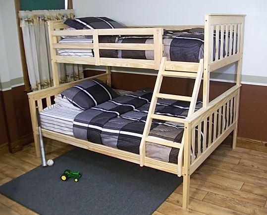 A & L Furniture A & L Furniture Mission Bunkbed Twin over Full / Unfinished Bed 3150-TOF-Unfinished
