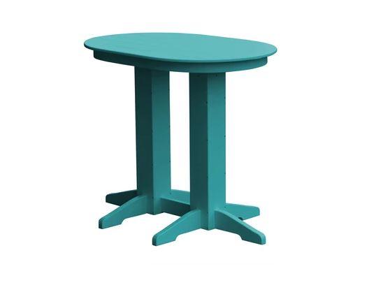 A & L Furniture A & L Furniture Oval Bar Table- Specify for FREE 2" Umbrella Hole 4 Inch / Aruba Blue Bar Table 5110-ArubaBlue