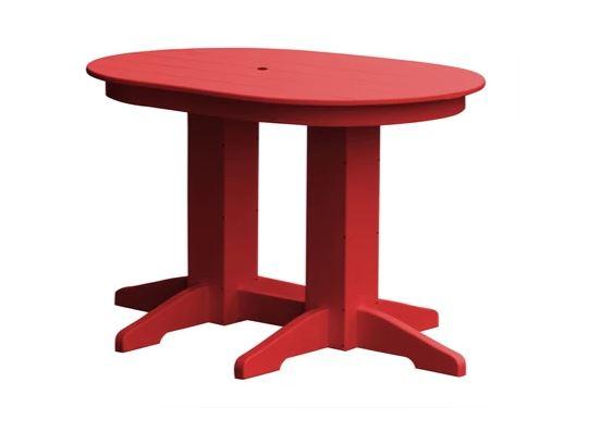 A & L Furniture A & L Furniture Oval Dining Table- Specify for FREE 2" Umbrella Hole 4 Inch / Bright Red Dining Table 4170-BrightRed