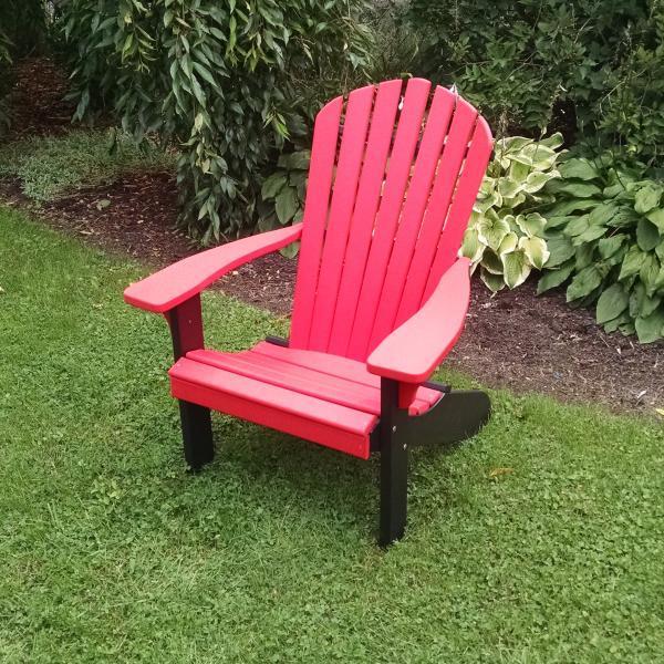 A & L Furniture A & L Furniture Poly Fanback Adirondack Chair w/Black Frame Bright Red Chair 880B-Bright Red