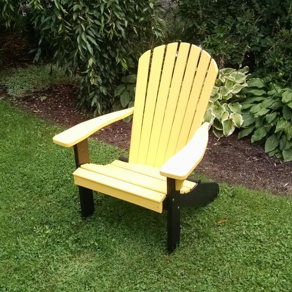 A & L Furniture A & L Furniture Poly Fanback Adirondack Chair w/Black Frame Lemon Yellow Chair 880B-Lemon Yellow