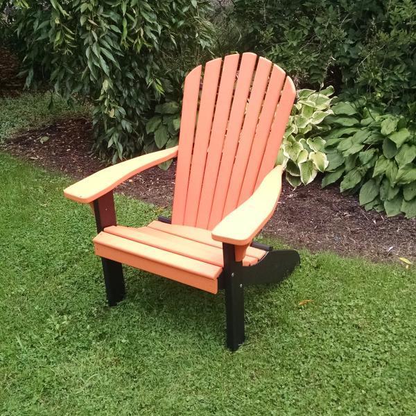A & L Furniture A & L Furniture Poly Fanback Adirondack Chair w/Black Frame Orange Chair 880B-Orange