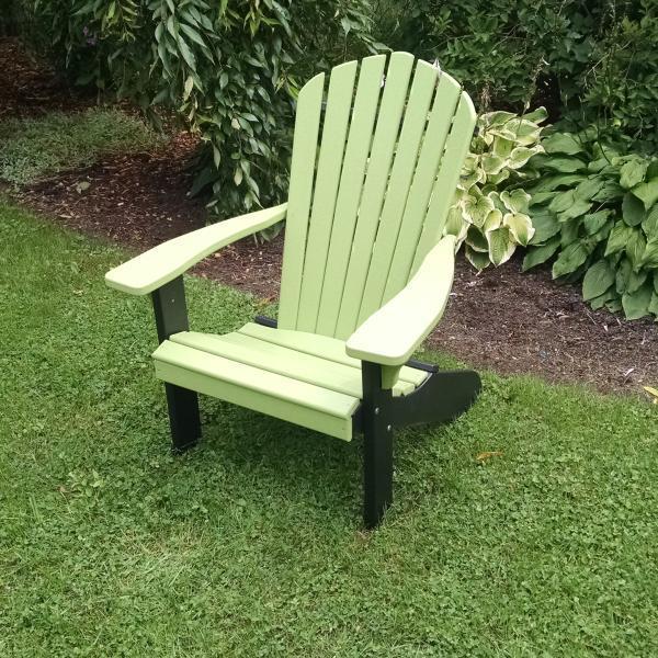 A & L Furniture A & L Furniture Poly Fanback Adirondack Chair w/Black Frame Tropical Lime Chair 880B-Tropical Lime