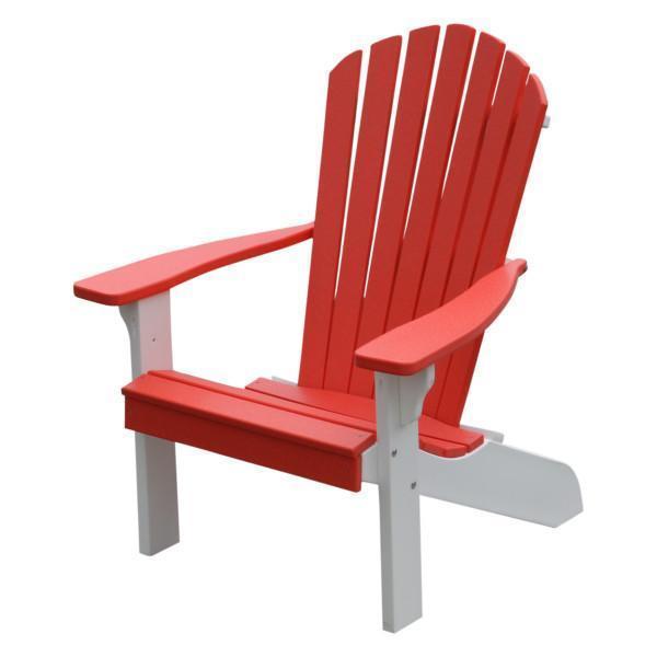 A & L Furniture A & L Furniture Poly Fanback Adirondack Chair w/ White Frame Bright Red Chair 880W-Bright Red