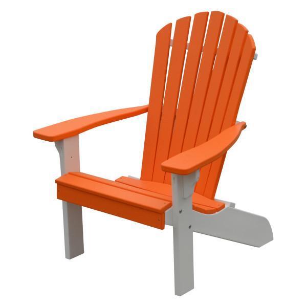 A & L Furniture A & L Furniture Poly Fanback Adirondack Chair w/ White Frame Orange Chair 880W-Orange