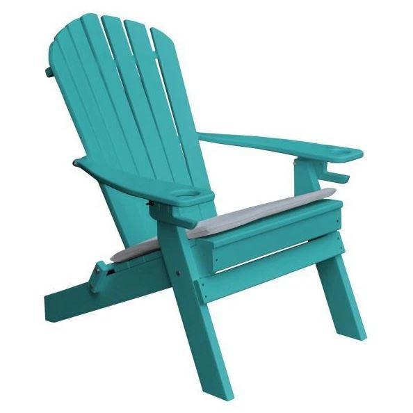 A & L Furniture A & L Furniture Poly Folding Adirondack Chair w/2 Cupholders Aruba Blue Chair 881E-Aruba Blue