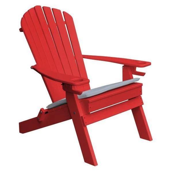 A & L Furniture A & L Furniture Poly Folding Adirondack Chair w/2 Cupholders Bright Red Chair 881E-Bright Red