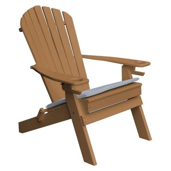 A & L Furniture A & L Furniture Poly Folding Adirondack Chair w/2 Cupholders Cedar Chair 881E-Cedar