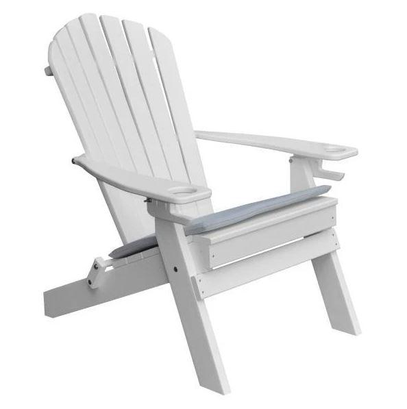 A & L Furniture A & L Furniture Poly Folding Adirondack Chair w/2 Cupholders White Chair 881E-White