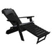 A & L Furniture A & L Furniture Poly Folding/Reclining Adirondack Chair w/ Pullout Ottoman Black Chair 883-Black