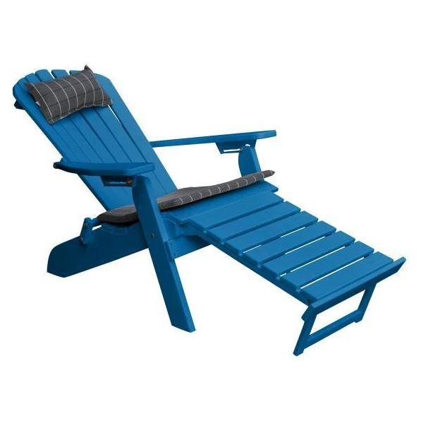 A & L Furniture A & L Furniture Poly Folding/Reclining Adirondack Chair w/ Pullout Ottoman Blue Chair 883-Blue