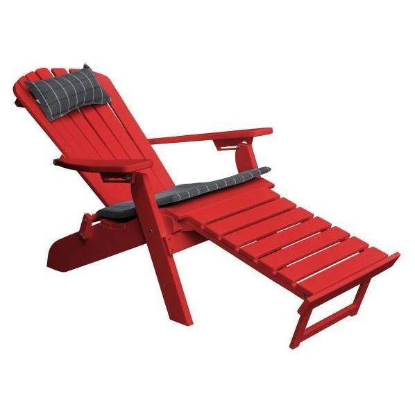 A & L Furniture A & L Furniture Poly Folding/Reclining Adirondack Chair w/ Pullout Ottoman Bright Red Chair 883-Bright Red