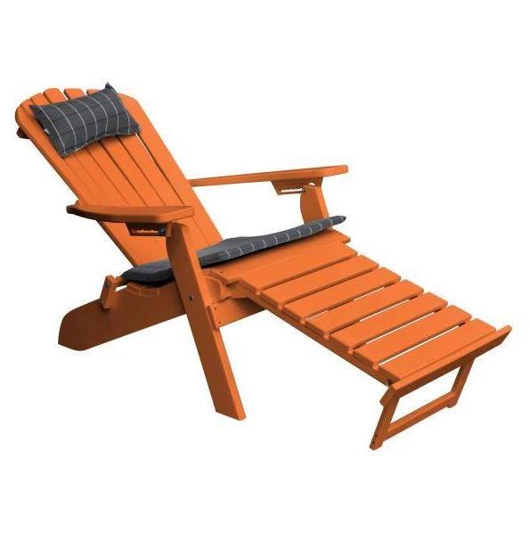 A & L Furniture A & L Furniture Poly Folding/Reclining Adirondack Chair w/ Pullout Ottoman Orange Chair 883-Orange
