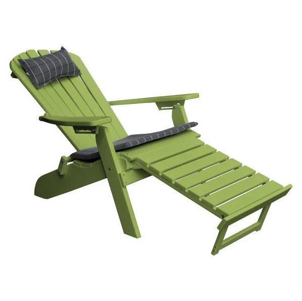 A & L Furniture A & L Furniture Poly Folding/Reclining Adirondack Chair w/ Pullout Ottoman Tropical Lime Chair 883-Tropical Lime