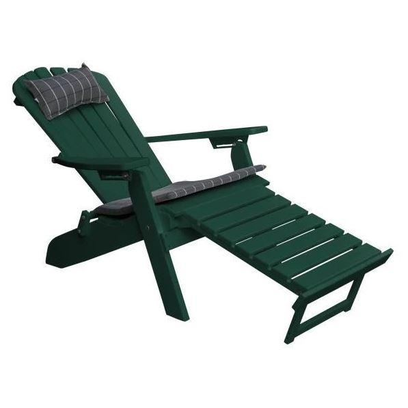A & L Furniture A & L Furniture Poly Folding/Reclining Adirondack Chair w/ Pullout Ottoman Turf Green Chair 883-Turf Green