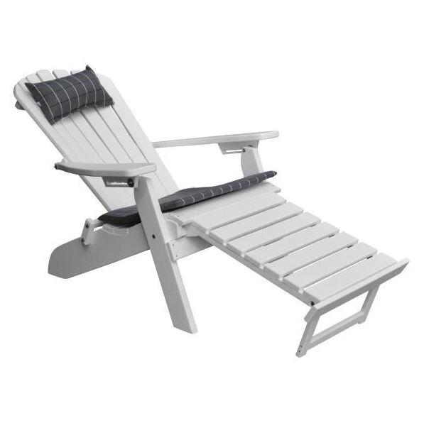 A & L Furniture A & L Furniture Poly Folding/Reclining Adirondack Chair w/ Pullout Ottoman White Chair 883-White