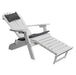 A & L Furniture A & L Furniture Poly Folding/Reclining Adirondack Chair w/ Pullout Ottoman White Chair 883-White