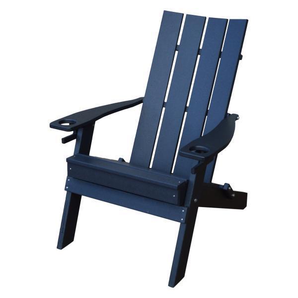 A & L Furniture A & L Furniture Poly Hampton Folding Adirondack Chair w/2 Cupholders Blue Chair 904-Blue