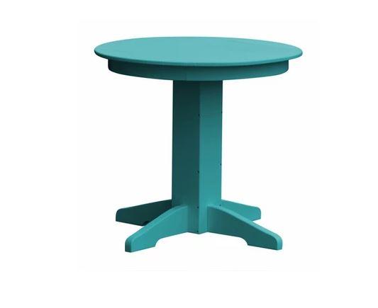 A & L Furniture A & L Furniture Round Dining Table- Specify for FREE 2" Umbrella Hole 33 Inch / Aruba Blue Dining Table 4140-ArubaBlue