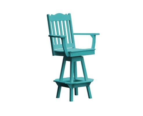 A & L Furniture A & L Furniture Royal Swivel Bar Chair w/ Arms Aruba Blue Dining Chair 4122-ArubaBlue