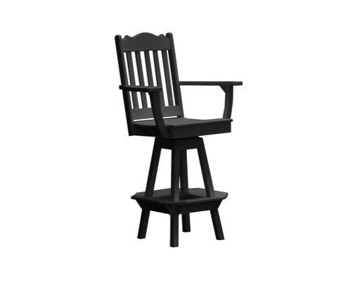 A & L Furniture A & L Furniture Royal Swivel Bar Chair w/ Arms Black Dining Chair 4122-Black