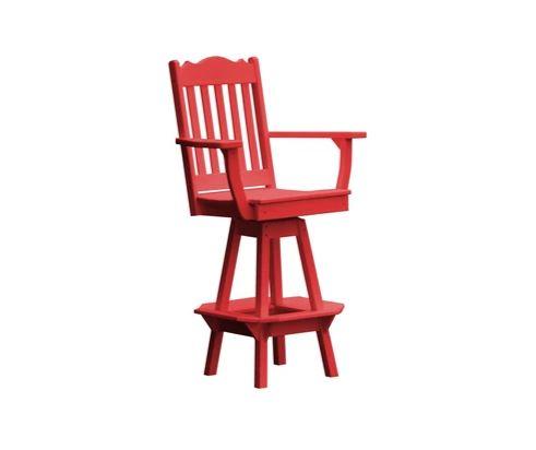 A & L Furniture A & L Furniture Royal Swivel Bar Chair w/ Arms Bright Red Dining Chair 4122-BrightRed