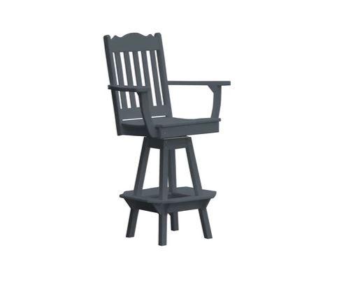 A & L Furniture A & L Furniture Royal Swivel Bar Chair w/ Arms Dark Gray Dining Chair 4122-DarkGray