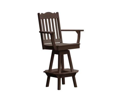 A & L Furniture A & L Furniture Royal Swivel Bar Chair w/ Arms Tudor Brown Dining Chair 4122-TudorBrown