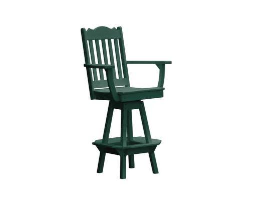 A & L Furniture A & L Furniture Royal Swivel Bar Chair w/ Arms Turf Green Dining Chair 4122-TurfGreen