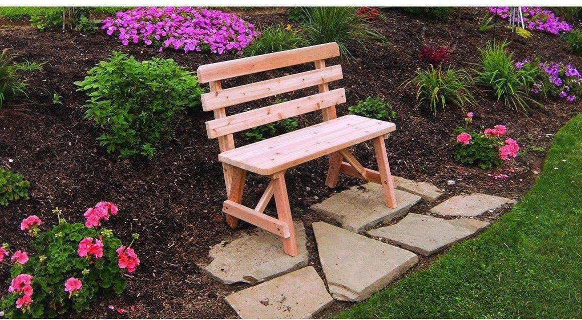 A & L Furniture A & L Furniture Traditional Cedar Backed Bench Only 2FT / Cedar Benche 251C-2FT-Cedar