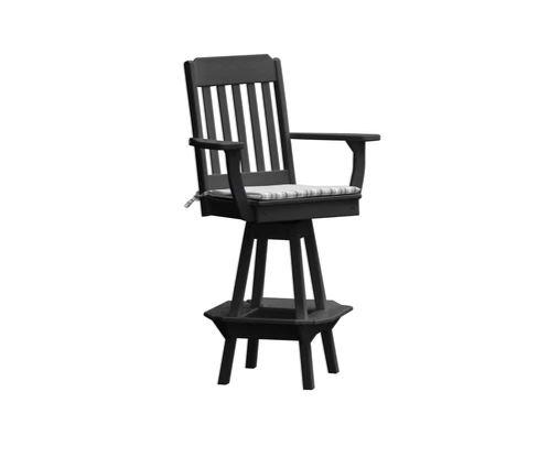A & L Furniture A & L Furniture Traditional Swivel Bar Chair w/ Arms Black Dining Chair 4121-Black
