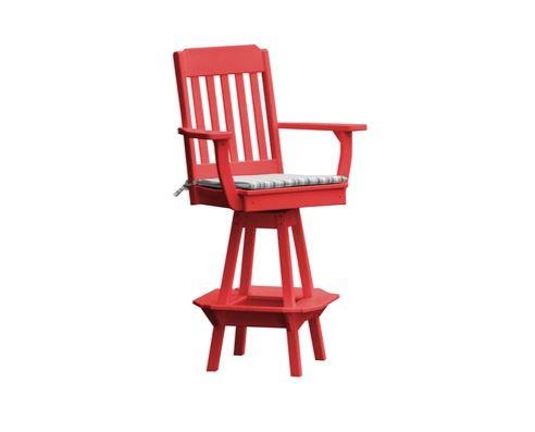 A & L Furniture A & L Furniture Traditional Swivel Bar Chair w/ Arms Bright Red Dining Chair 4121-BrightRed