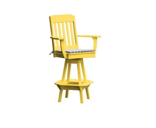 A & L Furniture A & L Furniture Traditional Swivel Bar Chair w/ Arms Lemon Yellow Dining Chair 4121-LemonYellow