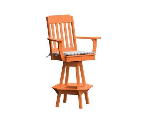 A & L Furniture A & L Furniture Traditional Swivel Bar Chair w/ Arms Orange Dining Chair 4121-Orange