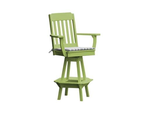 A & L Furniture A & L Furniture Traditional Swivel Bar Chair w/ Arms Tropical Lime Dining Chair 4121-TropicalLime