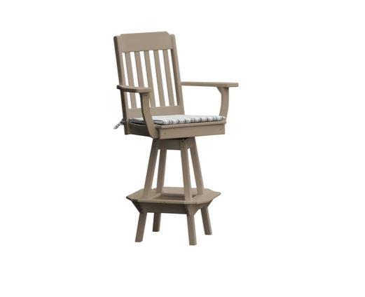 A & L Furniture A & L Furniture Traditional Swivel Bar Chair w/ Arms Tudor Brown Dining Chair 4121-TudorBrown