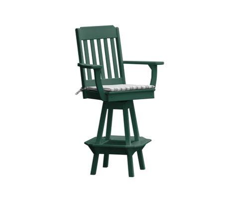 A & L Furniture A & L Furniture Traditional Swivel Bar Chair w/ Arms Turf Green Dining Chair 4121-TurfGreen